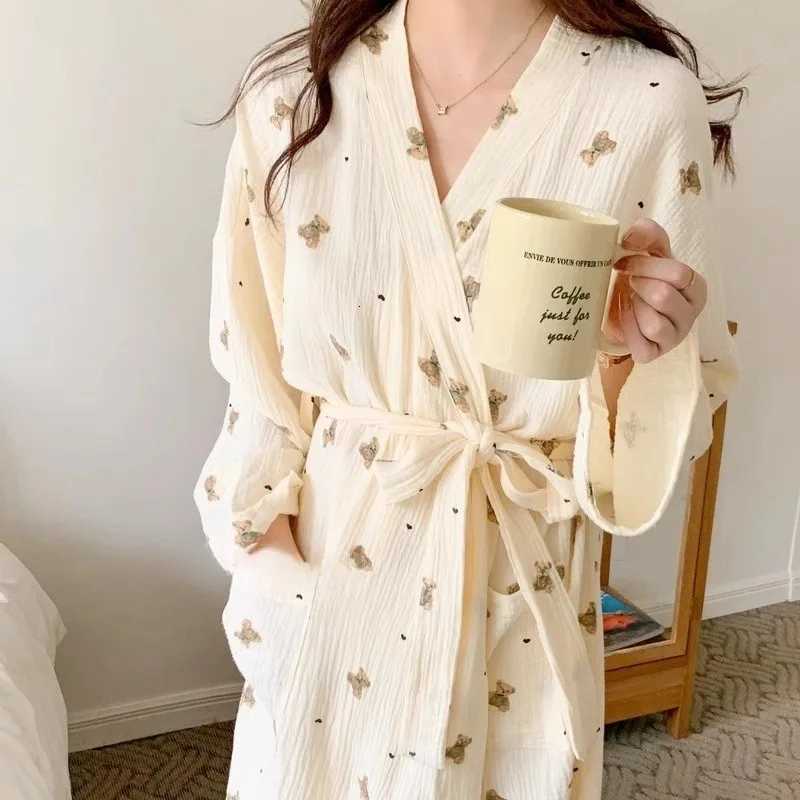 Womens Cartoon Bear Robes Dress BathRobe Pijama Nightgowns Home Clothes Nightie for Women Pyjamas Cherry Print Ladies Homewear C251216