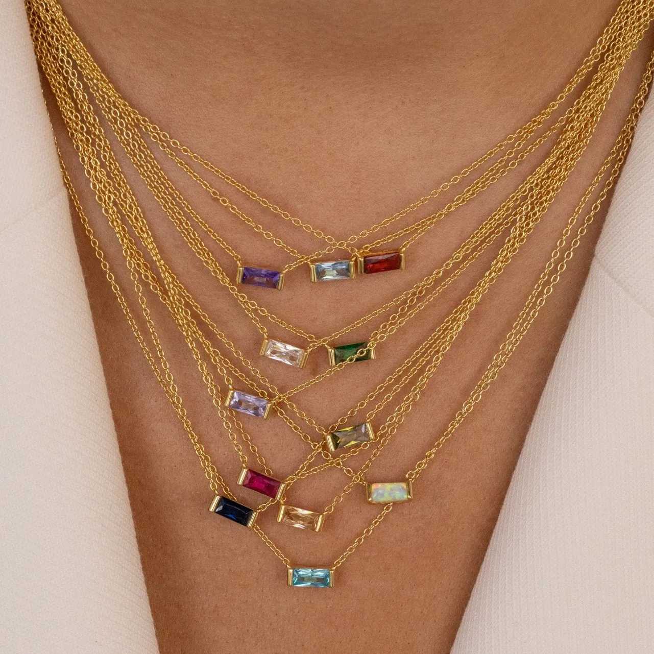 CARLIDANA Minimalist Stainless Steel Twelve Birthday Stone Gold Plated Necklace Light Luxury Zircon Pendant Womens Necklace M251216