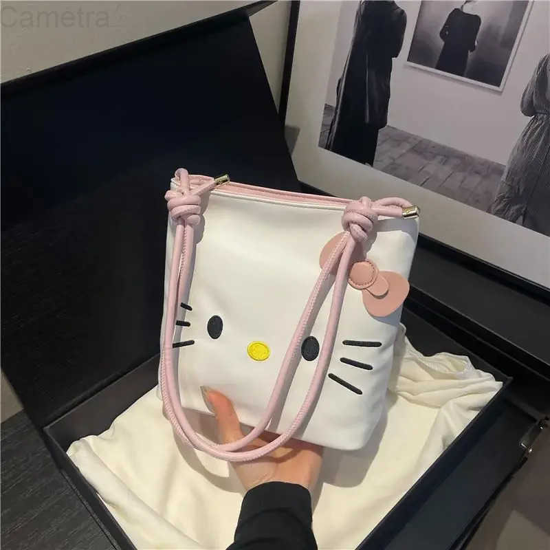 Sanrio Hello Kittys Crossbody Bag New Cute Large Capacity Bucket Bag Girl Sweet Fashion Cartoon Shoulder Bags for Woman H251216