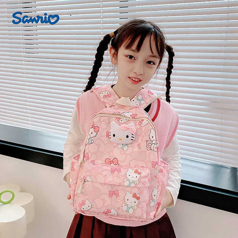 Sanrio Kuromi Child Hello Kittys Backpack New School Bag Cute Cartoon Large Capacity Cinnamoroll Packet Anime Figure Kawaii H251216