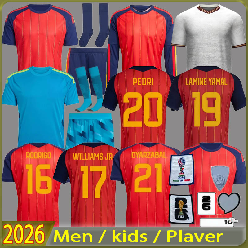 2026 Spains World Cup PEDRI LAMINE YAMAL Soccer Jerseys PINO MERINO RODRIGO SERGIO M.ASENSIO FERRAN 25 26 Home Men long Kids Kit HERMOSO REDONDO Player