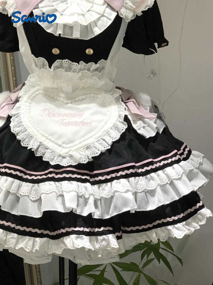 Sanrio Kawaii Japanese Sweet Short Lolita Dress Women Elegant Princess Y2k Design Bow Chic Apron Dress Female Fairy Lovely Outfits New H251216