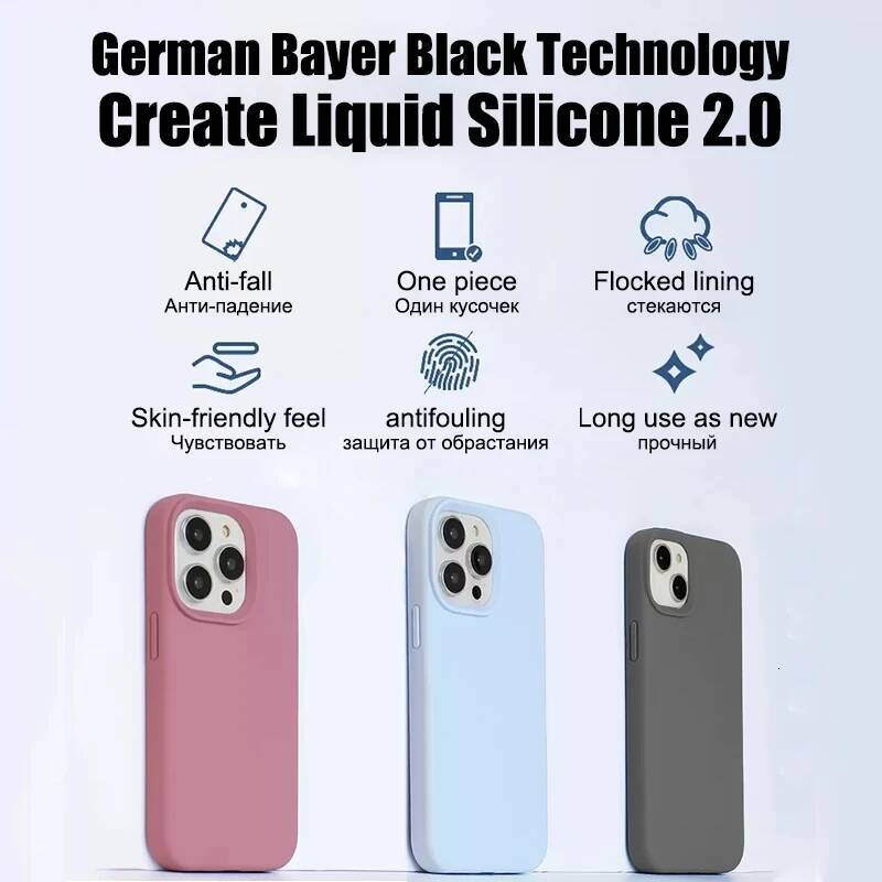 New Shockproof Cases For Apple iPhone 11 12 13 14 15 16 Pro Max Plus 17 Air Liquid Silicone Case Soft Cover Phone Accessories