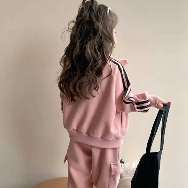 Sanrio Anime Cartoon Kawaii Girls Sweatshirt Suit Kuromi Spring and Autumn New Long Sleeve Trousers Solid Color Casual Cardigan H251216