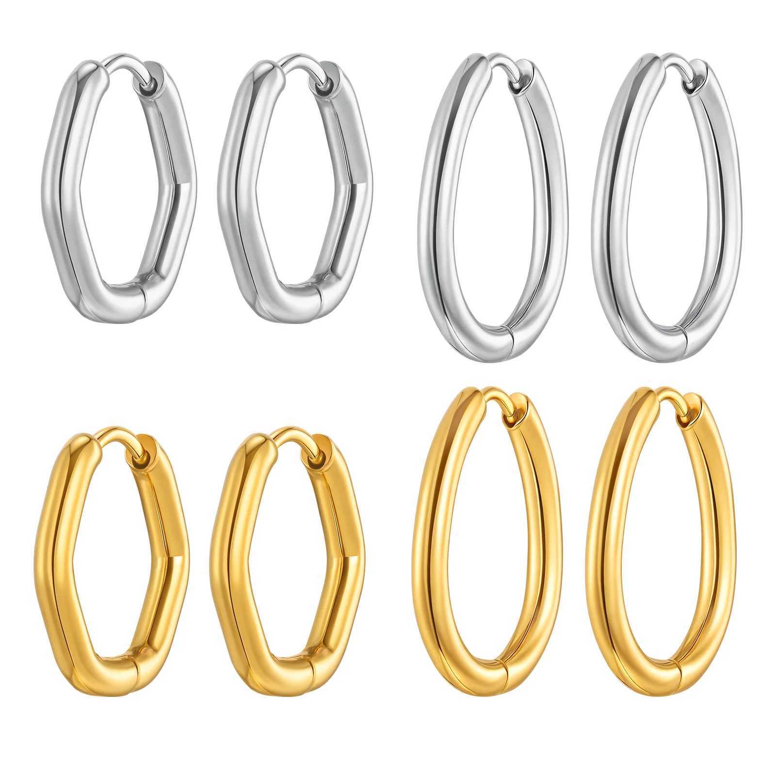 Minimalist Stainless Steel Hoop Earrings For Women Geometric Oval Heart Gold Plated Huggies Earrings Chic Jewelry Gift G251216