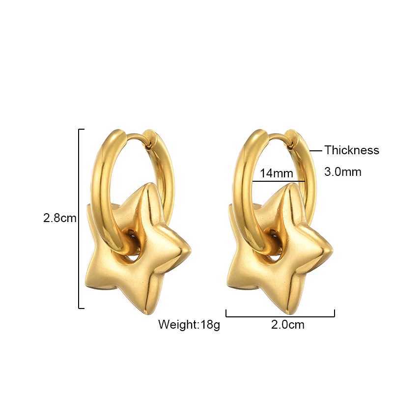 Classic Stainless Steel Heart Star Hoop Earrings For Women Punk Hip Hop Gold Silver Color Y2K Jewelry Female Earrings oorbellen G251216