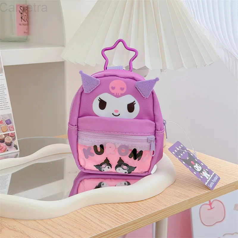 Sanrio Cute Cartoon Sanrioed Kuromi My Melody Cinnamoroll Hello Kitty Pochacco Mini Backpack Shaped Coin Purse Hanging Bag Storage Bag H251216