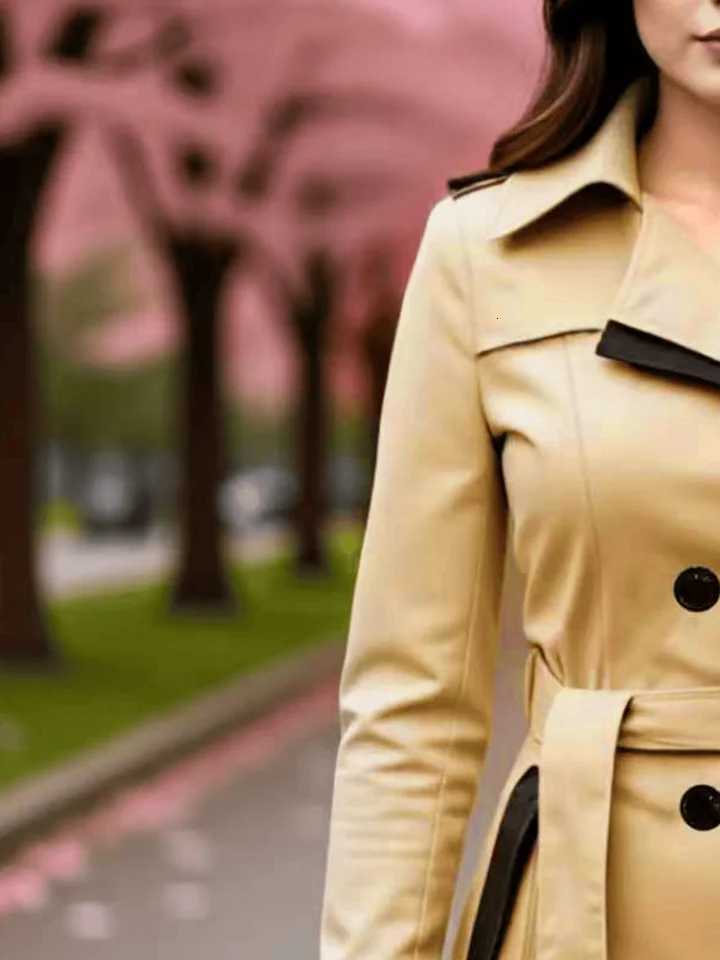 Spring Autumn Trench Coat European American Womens Jacket Street Elegant Quality Double-Breasted Womens Wear Thin CoatT251216