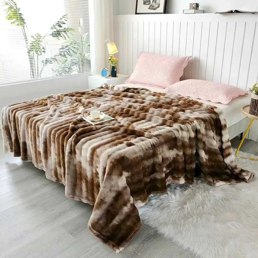Luxury Thick Plush Faux Rabbit Fur Throw Blanket All Seasons Ultra-Plush Cozy Soft Decorative Blanket Use For Couch Bed Travel H251216 - view 7