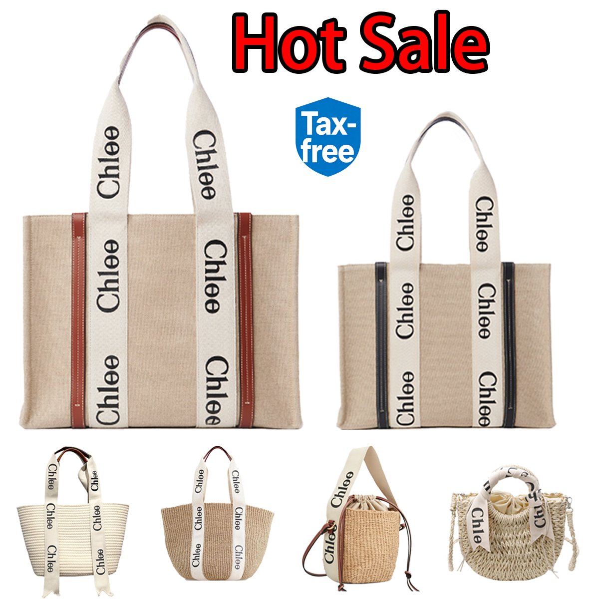 Tote Bag Designer Bag Linen Canvas Shoulder Bag Luxury Women's handbag Beige Woody printed Bag Handwoven straw bag Large capacity Underarm Bag