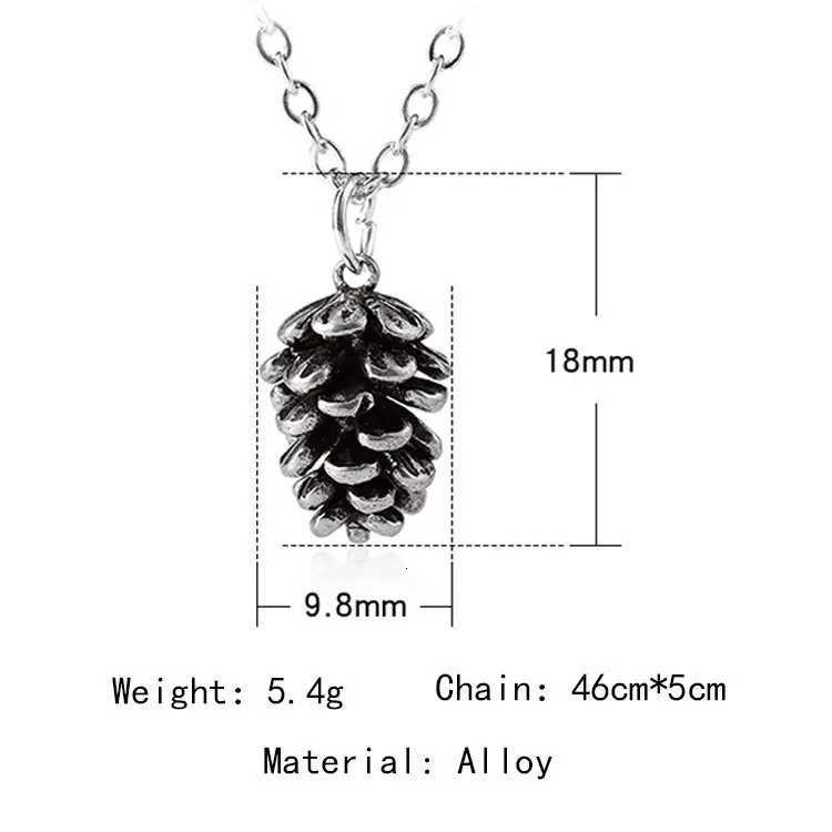 Retro Dangle Pine Cone Fruit Vintage Silver Plated Bronze Necklace for Women M251216