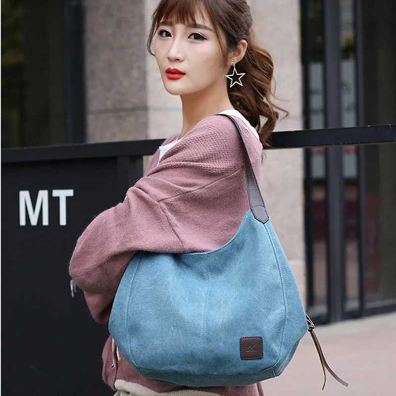 Large Capacity Canvas Shoulder Bag Casual Top-Handle Bag Daily Use Handbag Lady Shopping Totes Travel Bag Purse bolso M251216