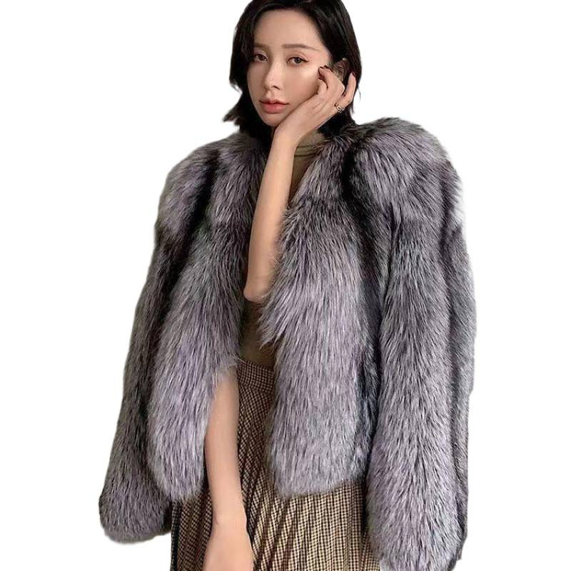 Real Red Fox Fluffy Womens Jacket Short Cropped Fox Fur Jacket With Lapel Genuine Fur Outerwear Selling Bolero Jacket 250910