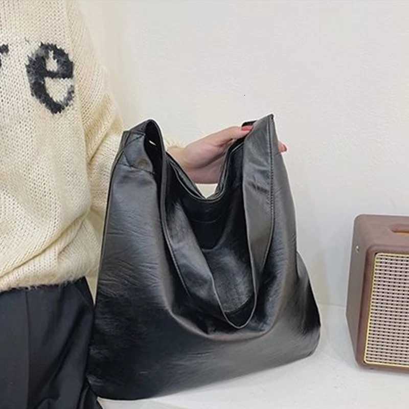 Vintage Female Winter PU Leather Shoulder Bags Fashion Large Capatiy Women Hobo Bag Office Handbag Casual Simple Shopping Totes M251216