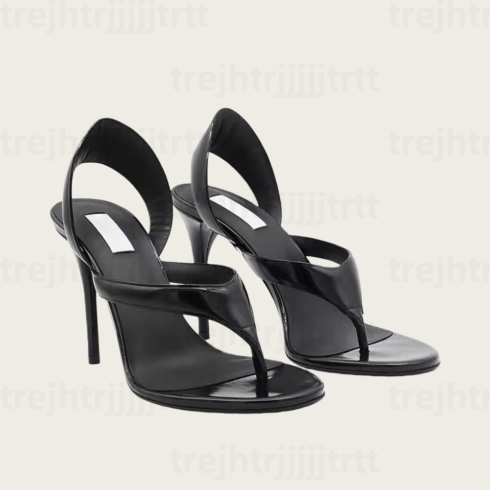 Luxury patent leather Stiletto Heel sandals Fashion designer dress shoes Women's Flip Flops high heels party evening shoes factory footwear size 35-43 with box