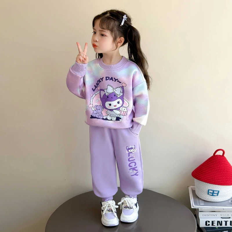 Sanrio Autumn Baby Girl Clothes Set Kid Cute Kunomi Printed Sweatshirts Pullover TopPants 2pcs Suit Children Sweet Tracksuits Outfits H251216