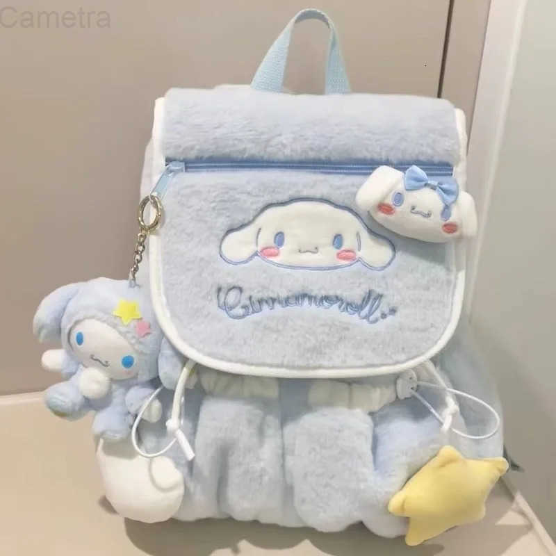 Sanrio Hello Kitty Bag Cinnamoroll WomenS Outing Travel Plush Fuzzy Bag Cute Large Capacity Fluffy Kawaii Backpack For Students H251216