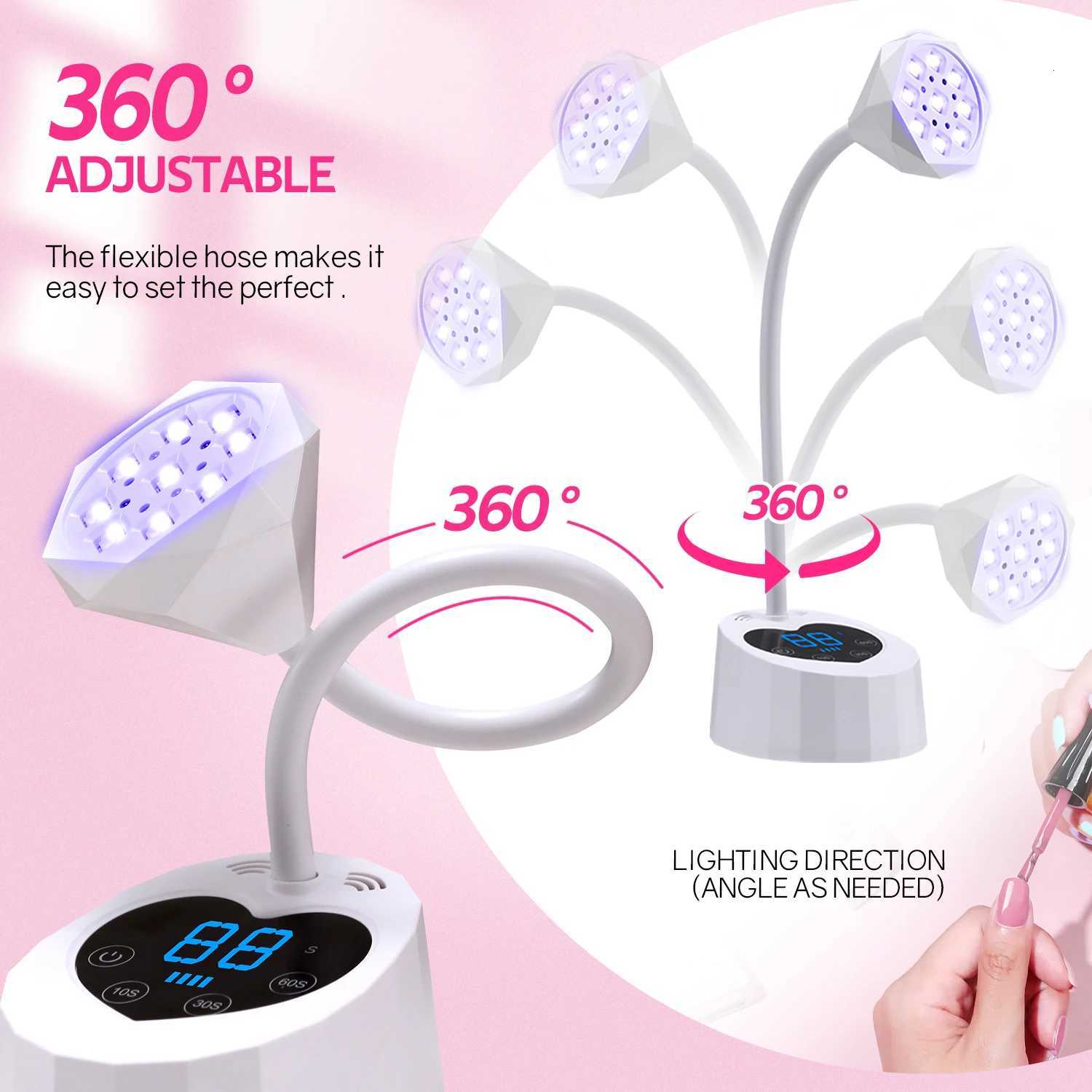 DinaBeauty Rechargeable Nail UV LED Lamp 27W Nail Dryer 360 Bendable Fast Drying Nail Manicure Polish Glue Gel Curing LampT251216