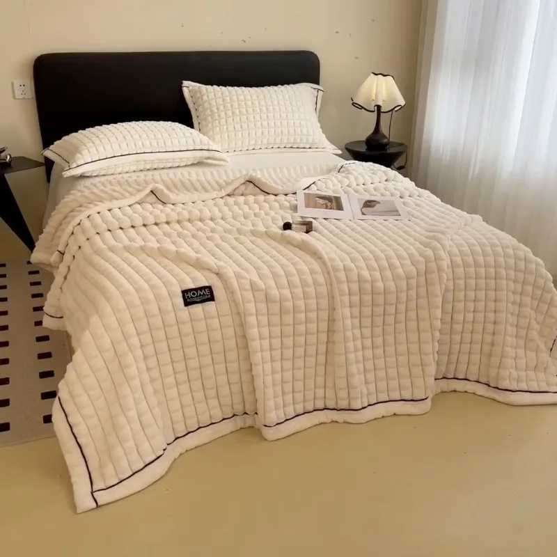 Solid Clour Rabbit Fur Plush Blanket Multi-Functional Sofa Living Room Warm Decorative Autumn Winter Cozy Throw Blanket H251216 - view 4