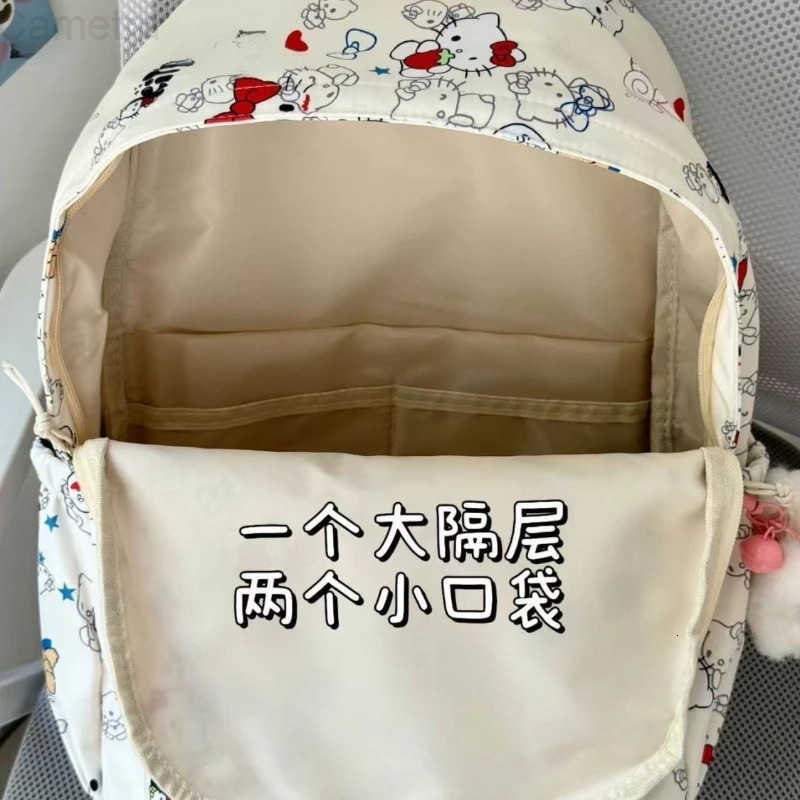 Sanrio Fashion High Quality Lightweight Large Capacity Backpack Student Cartoon Hello Kitty Versatile Backpack H251216