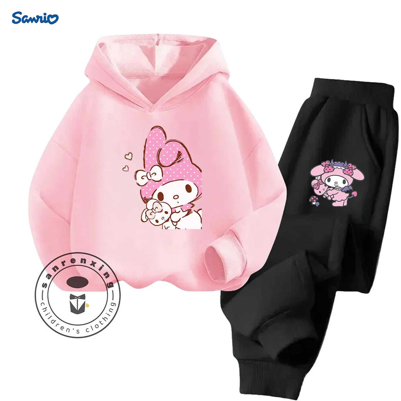 Sanrio 2D Hot Sale My Melody Cartoon Printed Hoodie Set 2025 Fashion For Kids Teens Boys Girls Casual With Matching Dress Autumn H251216
