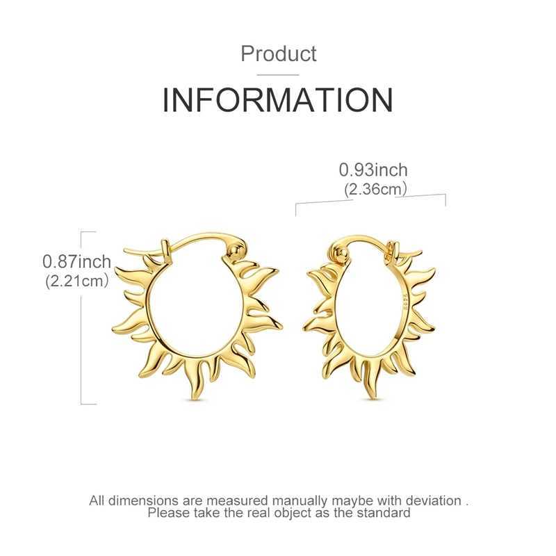 Golden Sun Earrings 925 Sterling Silver Women Zircon Ear Studs Sparkling Pave Hoop Earring Jewelry Gift G251216
