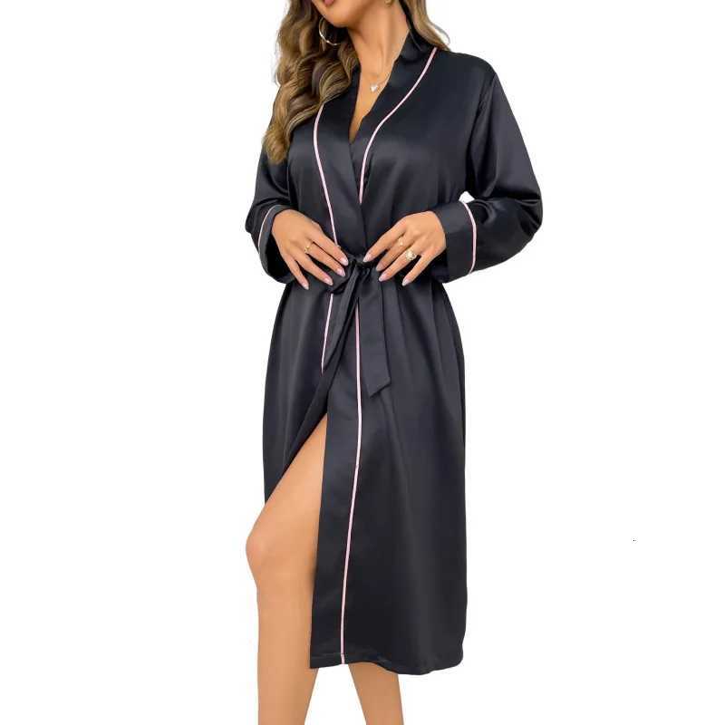 Summer Thin Long Length Ice Silk Robe Womens Fashion Minimst Sexy Cardigan Bathrobe Manufacturer Stock Loungewear C251216