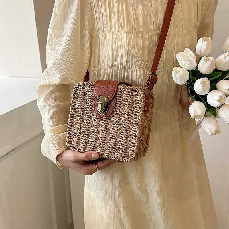 Hand-woven Women Straw Bag Ladies Shoulder Bags Beach Travel Crossbody Bag Female Small Rattan Box Handbag Shopper Totes Bohemia M251216