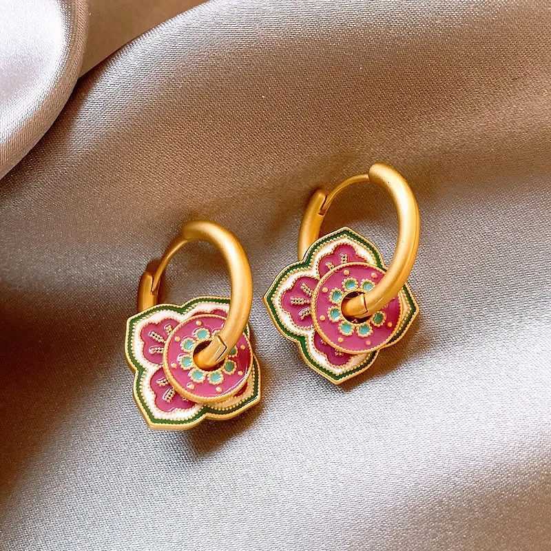 Modern Boho Jewelry Elegant Temperament Color Flower Drop Earrings For Women Female Gifts Delicate Design Ear Accessories G251216
