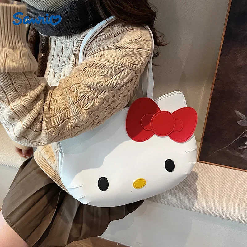Sanrio Hellokittys Crossbody Bag Portable Tote Bag Girl Anime Figure Kawaii Cartoon One Shoulder Underarm Bag Storage Backpack H251216