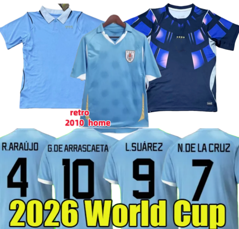 2026 World Cup Uruguay Men home away Fans Soccer Jerseys L.suarez E.cavani F. Valverde N. Nandez Player Version National Team jersey Football Shirts kids kits retro 2010