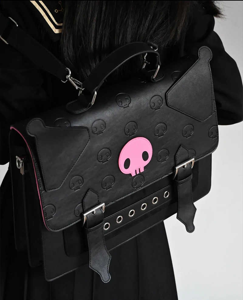 Sanrio Kuromi Crossbody Bag Cute Figure Y2K Girl Backpack Anime Adjustable Pu Shoulder Bag Large Capacity Storage Purse Gifts H251216