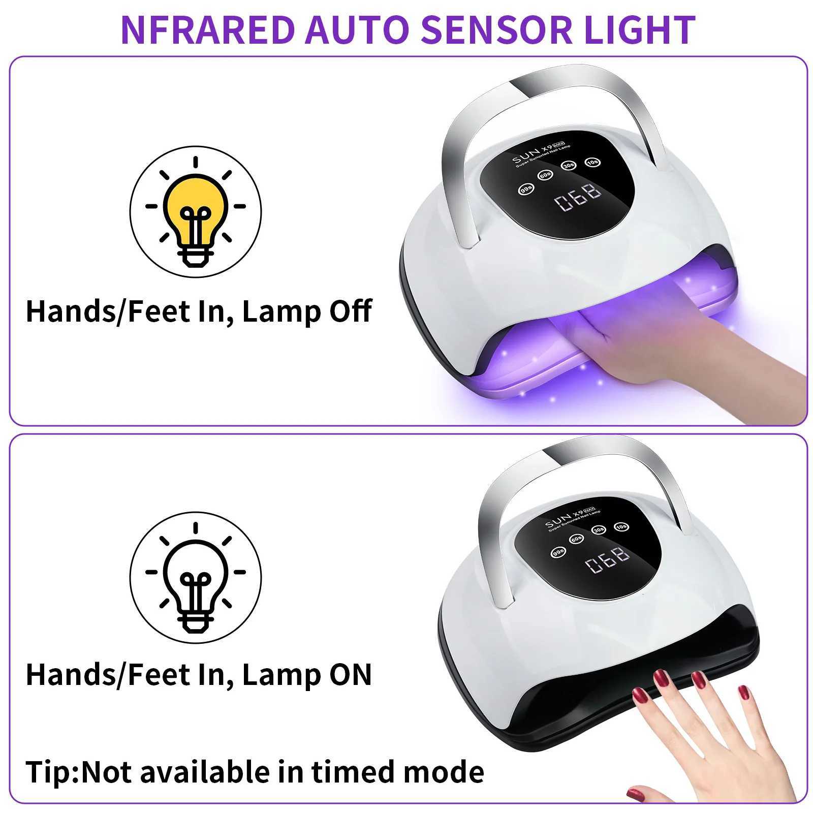 220W High Power UV Nail Lamp 2X Faster Gel Polish Dryer with 57 LED Professional Manicure Light with Timer ModesT251216