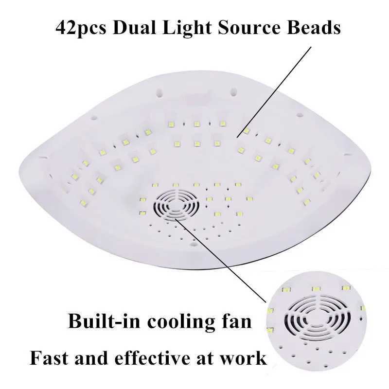 High Power Built-in Cooling Fan Nail Dryer Two Hands Fast Drying Curing All Kinds UV/LED Gel for Manicure Salon 42 LEDs LightT251216