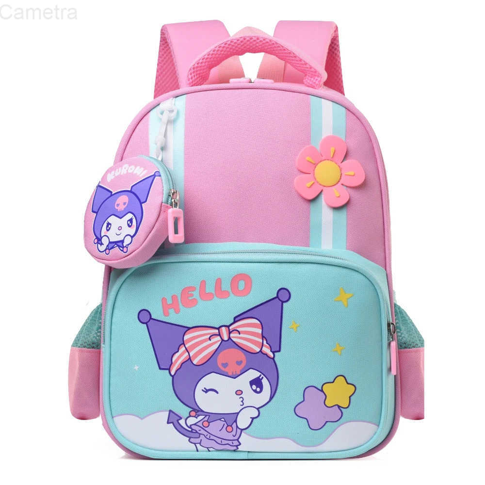 Sanrio Kuromi Cute Cartoon Kindergarten School Bag for 3-6Y Girls Waterproof Adjustable Double Shoulder Backpack Princess Gifts H251216