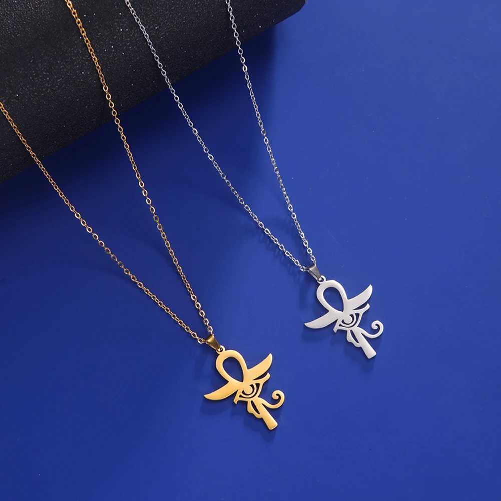 Lucktune Ankh Cross Egyptian Amulet Necklace Stainless Steel Key of Life Symbol Crucifix Pendant Necklace Women Religion Jewelry M251216