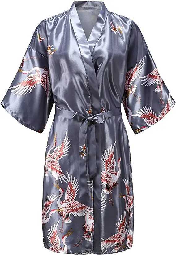 Silk Satin Wedding Bride Bridesmaid Robe Floral Bathrobe Short Kimono Robe Night Robe Bath Robe Fashion Dressing Gown For Women C251216