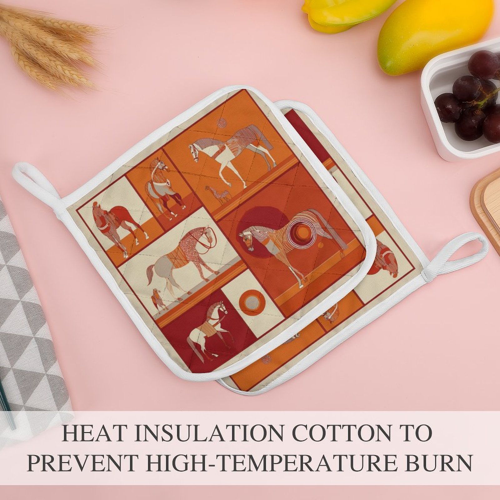 Custom Designer H Pot Holders Clearance for Kitchen Luxury Horse Pattern Heat Resistant Hot Pads Trivet for Cooking and Baking H9