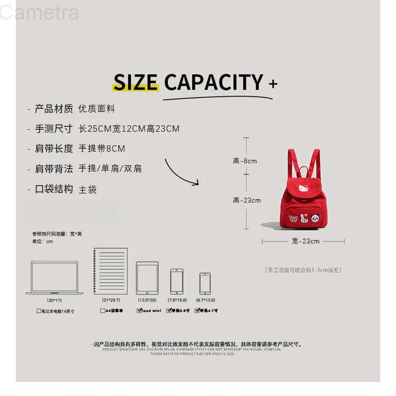 Sanrio anime Hello Kitty Backpack girl decorate New Campus school bag student Portable Canvas bag Large capacity Accessories Gift H251216