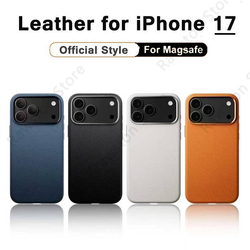 Luxury MagSafe Case for Apple iPhone 17 Pro Max 16 13 14 15 iPhone17 Air PU Leather Official Style MacSafe Magnetic Phone Cover