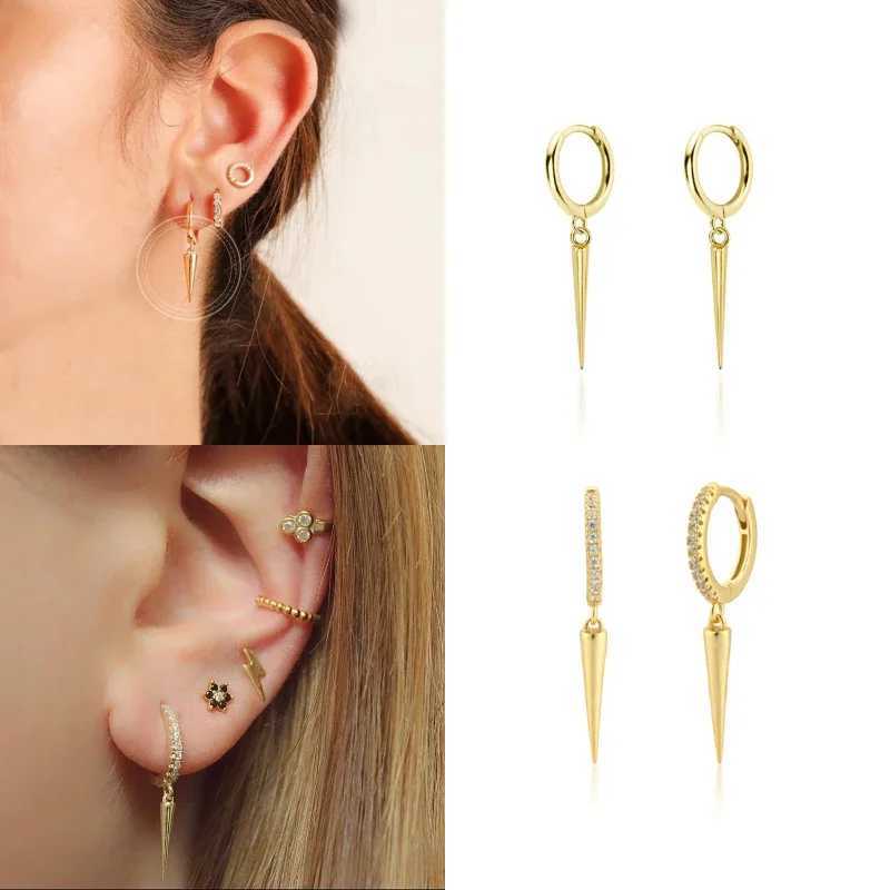 Silver Gold Color Hoop Earring Trendy Punk Hip Hop Rivet Ear Rings for Women Gothic Party Jewelry Pendientes Orecchini 2025 G251216