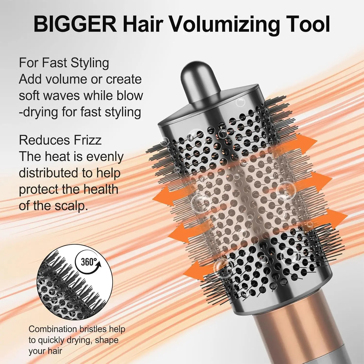 upgraded large oval brush accessories large gray cylindrical brush compatible with Airwrap HS01/HS05 251215