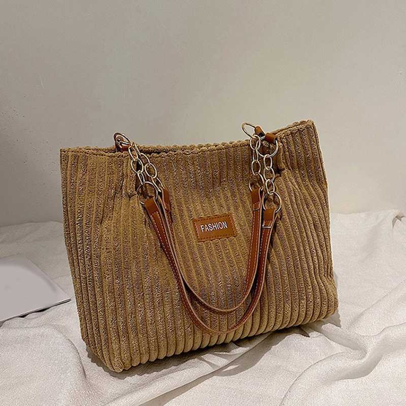 Fashion Corduroy Tote Bag Solid Color Shoulder Bag Womens Casual Handbag For Commute Work Shopper Totes M251216