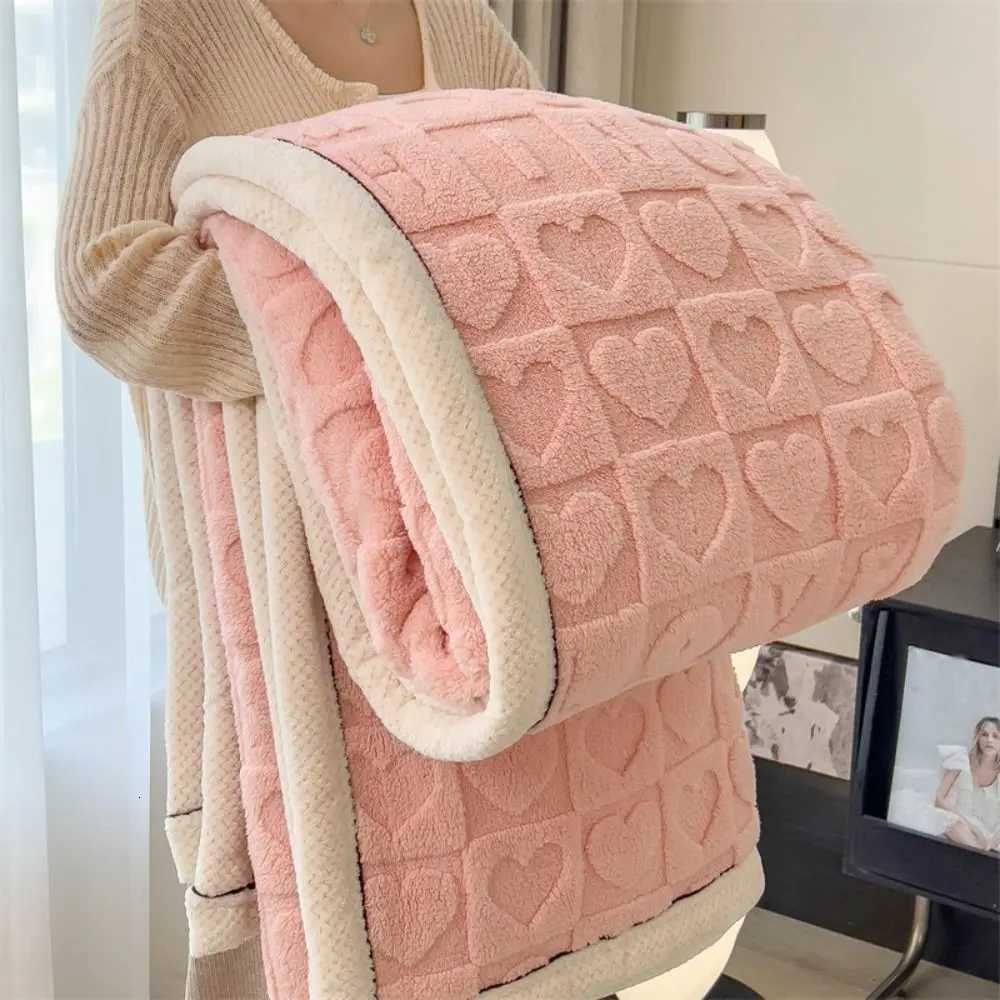 New Fleece Thick Lamb Blanket Double Sided Skin-Friendly Throw Blanket Warm Breathable Plush Striped Blankets Home Office H251216 - view 4