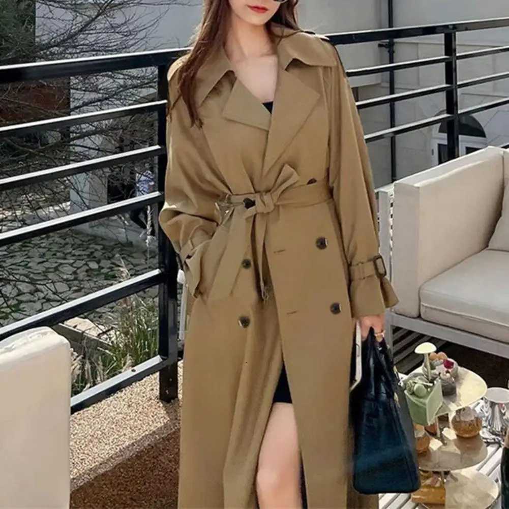 Women Windbreaker Coat Elegant Womens Double-breasted Trench Coat Collection Windproof Lapel Overcoat Slim Outerwear for SpringT251216