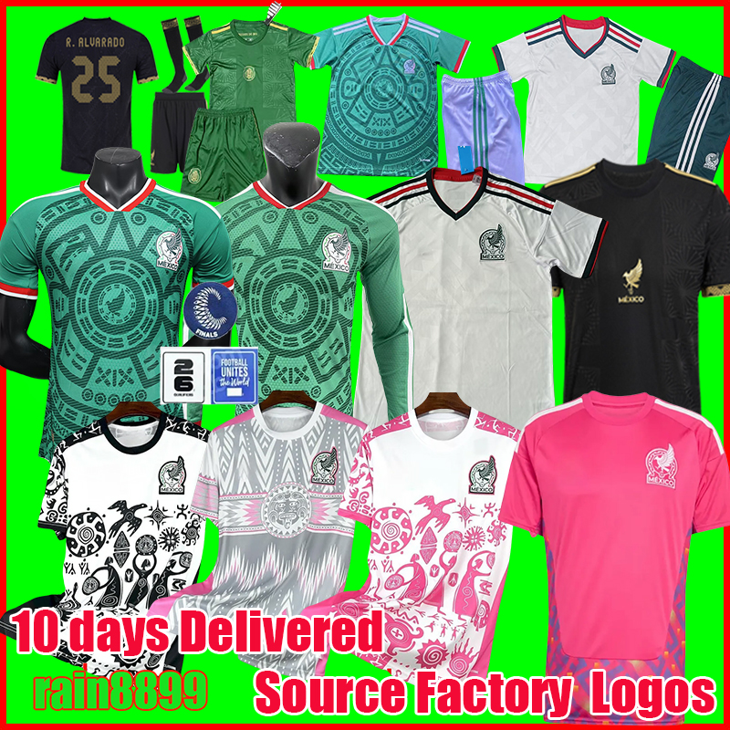 Green Mexico 26 27 Gold Cup Concept Kit Goalkeeper RAUL LOZANO long sleeve fans player kits Mexiko kids shirt peacock chicharito MEXICAN Maillot de football mexique