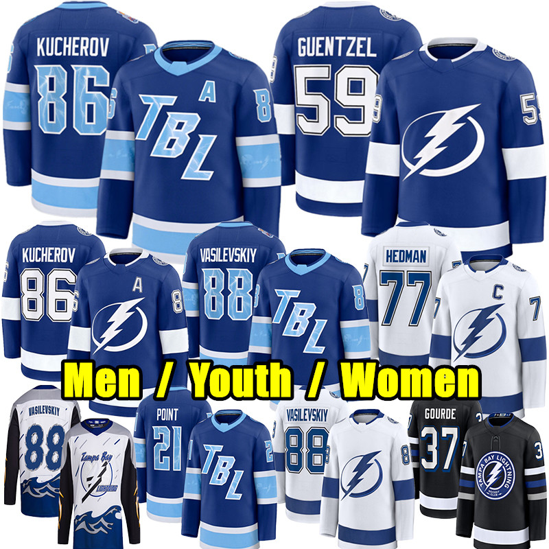 #86 Nikita Kucherov tampa bay hockey jersey lightning jersey #88 Andrei Vasilevskiy Jake Guentzel Brandon Hagel Stamkos Brayden Point Victor Hedman Gourde jerseys