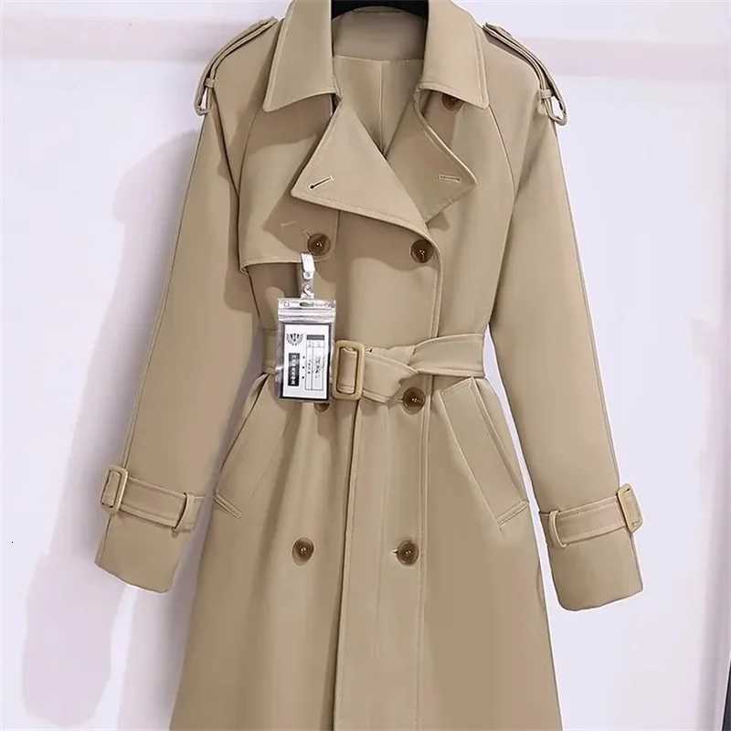 Womens Trench Coat Medium-length Windcheater Double-breasted Sashes Topcoat Streetwear Lady Outerwear Casual Tops Spring AutumnT251216
