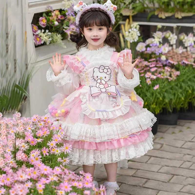 Sanrio Hello Kitty Dress Lolita Dress Girls Party Skirt Girl Kids Dress Childrens Clothes Girls Clothes Kawaii Anime Birthday Gift H251216