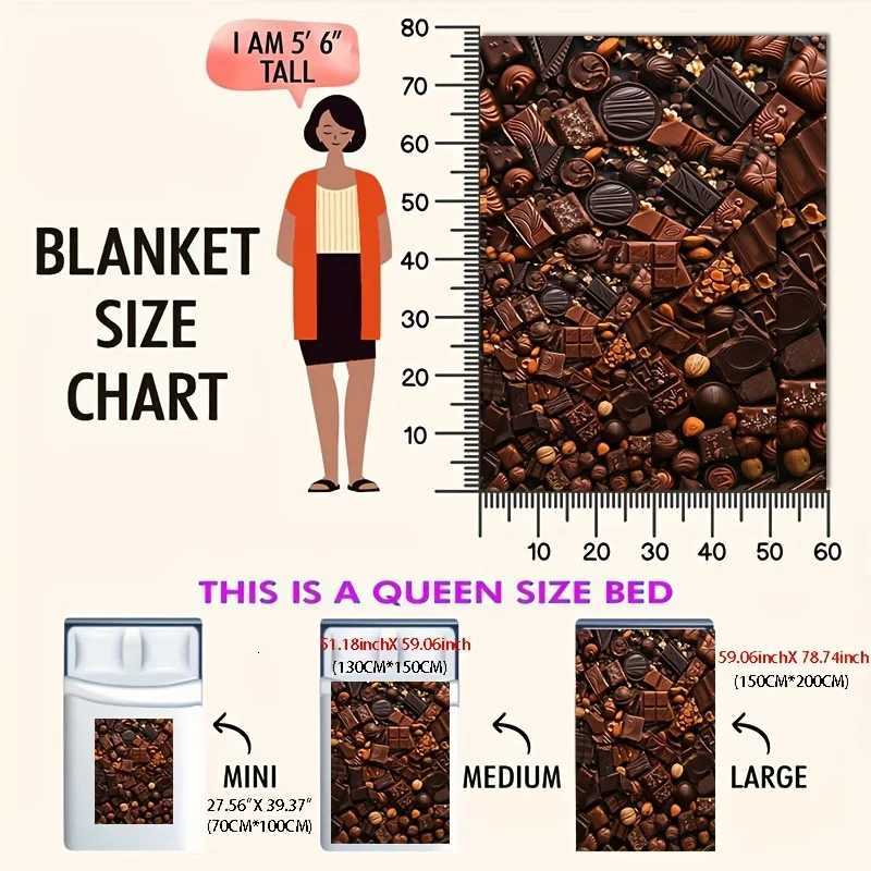 Cozy Chocolate Treats Print Flannel Throw Blanket - Soft Warm Versatile for Naps Office Bed Camping All-Season Gift Idea H251216 - view 5
